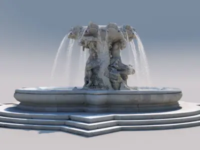 Triton fountain Low-poly 3D model
