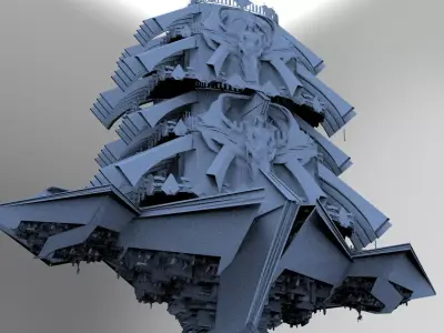Dark Fortress Floating City 3D model