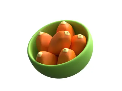 dates in bowl Low-poly 3D model