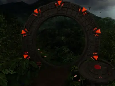 Stargate orange circular frame Low-poly 3D model