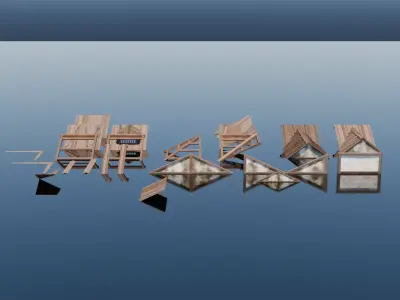 Medieval Modular House Low-poly 3D model