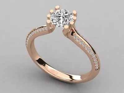 Women Light Weight Solitare Diamond Wedding Ring   31 3D print model