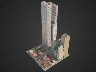 Realistic City District H14-R29 MAYA Low-poly 3D model