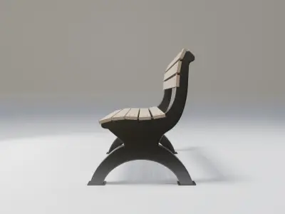 bench - metallic - modern  Low-poly 3D model