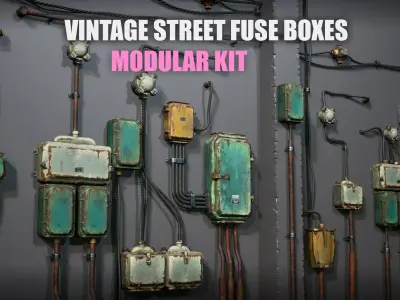 Vintage Street Fuse Boxes Modular Kit Low-poly 3D model