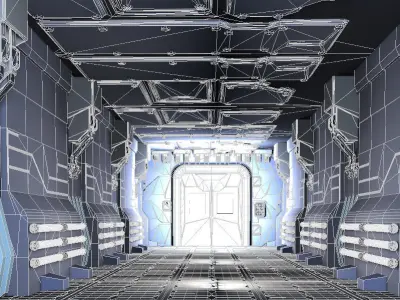 SciFi Corridor modular sci-fi hallway 3D model purchase