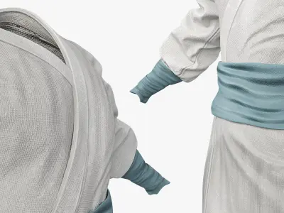  Traditional Asian Clothing White Blue 