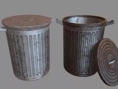 Trash Can Low-poly 3D model