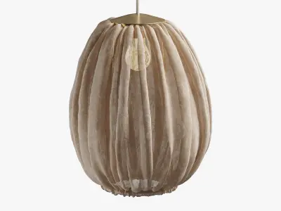 Set of fabric lampshades in beige 3D model