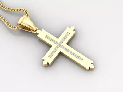 High Cross Pendant Light Gold 18K 4CP046 3D print model