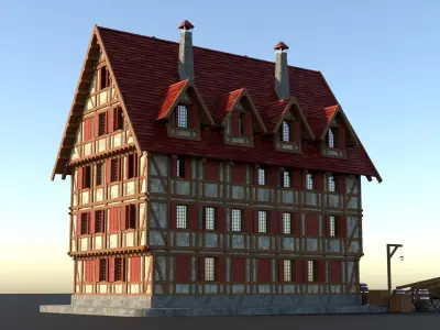 Medieval Building Low-poly 3D model