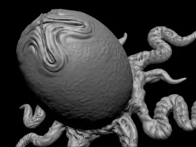 3D PRINTABLE ALIEN EGG OVOMORPH 1979 WITH ROOTS AND FLAT BOTTOM 3D print model