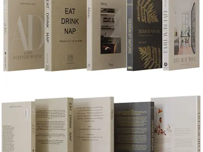Books set on interior design 3D model