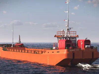  Industrial Split Barge Empty State Orange Rigged 