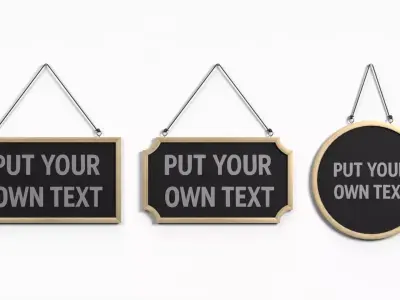 Display Sign - Signature Wooden Wall Message Trio 3D Model Pack