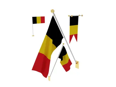 Flags of Belgium 3D model