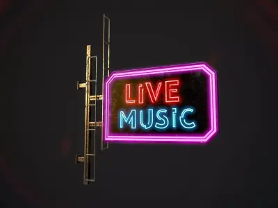 LiveMusic Neon signs Cyberpunk  Optimized FOr games  Low-poly 3D model
