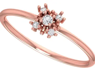 Solitaire Women Light Weight Flower Band Ring 3D print model