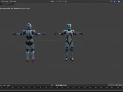 Futuristic Armored Space Soldier  T-Pose Low-poly 3D model