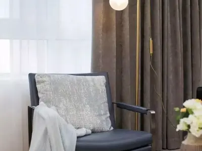 Gold Finish Large Floor Lamp 3D model