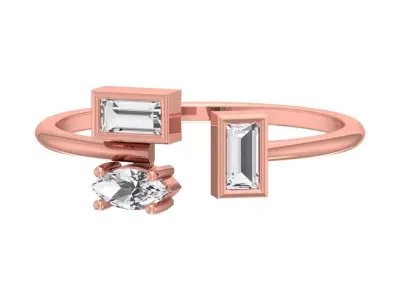 Three Stone Light Weight Band Ring 3D print model