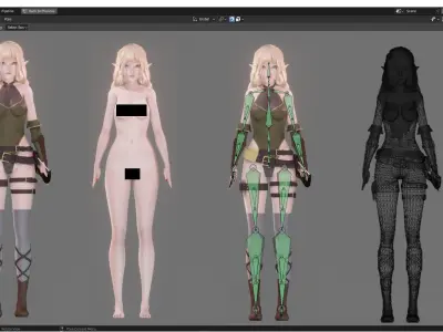 Elf Archer - Realistic Female Character - Blender Eevee Low-poly 3D model