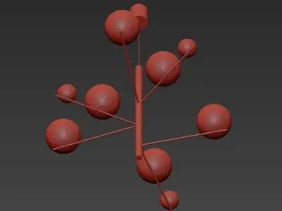 TUTTIFRUTTI brass chandelier with glass balls 3D model