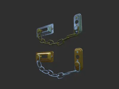 Door chain lock Low-poly 3D model