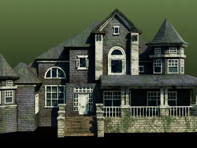 Old Abandoned House08 All PBR Unity UE Textures Included Low-poly 3D model