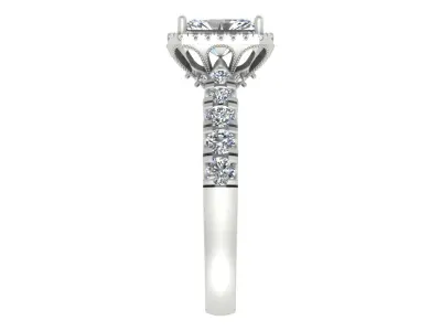 Radiant-Cut Halo Diamond Engagement Ring  3D print model