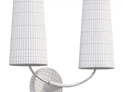  Lennon 2 Light Wall Sconce with White Shades 3D model