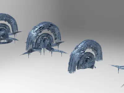 Genma tech base temple exterior kitbash 3D model