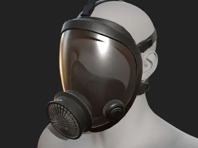Gas mask helmet 3d model military combat fantasy cyborg  Low-poly 3D model