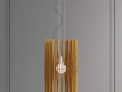 STICK wooden pendant light hanging from ceiling 3D model