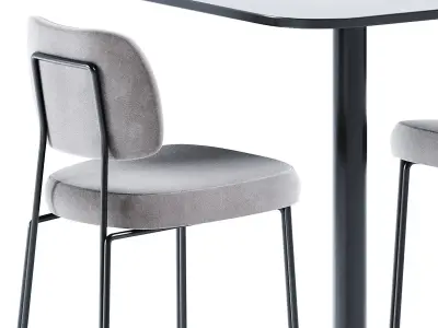 High Foot Table and Kapoor Bar Chair by Annud 3D model
