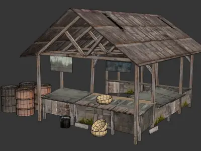Traditional Market Low-poly 3D model