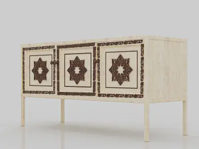 Sideboards 3 Doors in Light Wood Free 3D model
