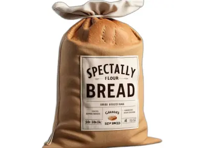 Rustic Flour Bread Sack Low-poly 3D model