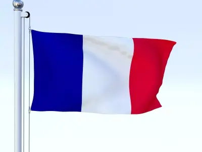 Animated France Flag Low-poly 3D model