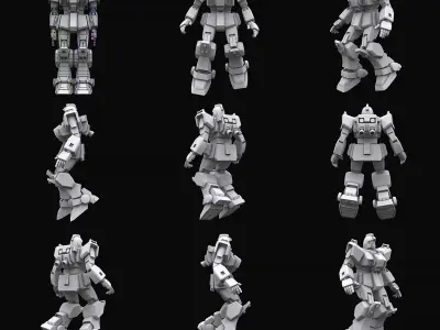 Gundam mobile suit Earth federation collection 3D model