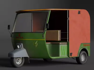 Rickshaw - Game ready Asset Free low-poly 3D model