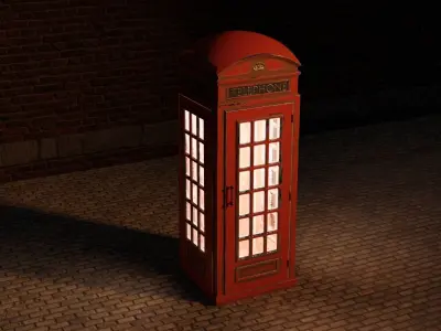 London telephone booth Low-poly 3D model buy