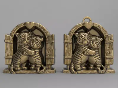 valentines day tiger window decor  3D print model