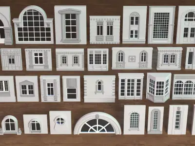 Building Facade Collection 4 - 34 pieces 3D model