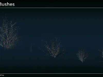 Dead Trees and Bushes Low-poly 3D model