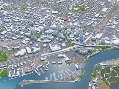 Buffalo Downtown New York USA Low-poly 3D model