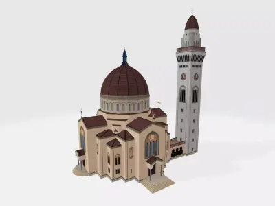 SRB PANCEVO CHURCH HOLY TRANSFIG  Low-poly 3D model