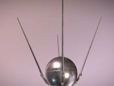 Sputnik 1 PBR low poly spaceship with two metal poles Low-poly 3D model