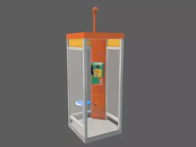 Telephone booth Low-poly 3D model