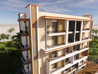 Modern Apartment Building - Luxury Residential Housing 3D model purchase
